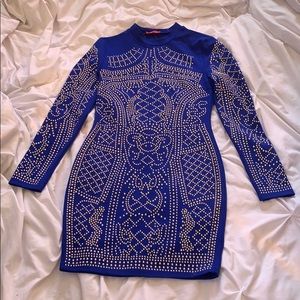 Royal blue studded dress